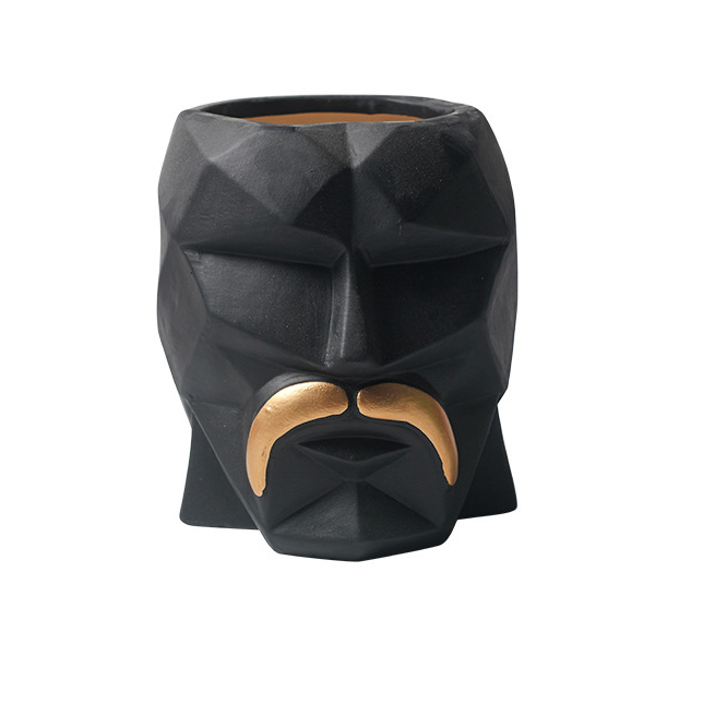 JYW2133 Ceramic Faced planter with golden beard