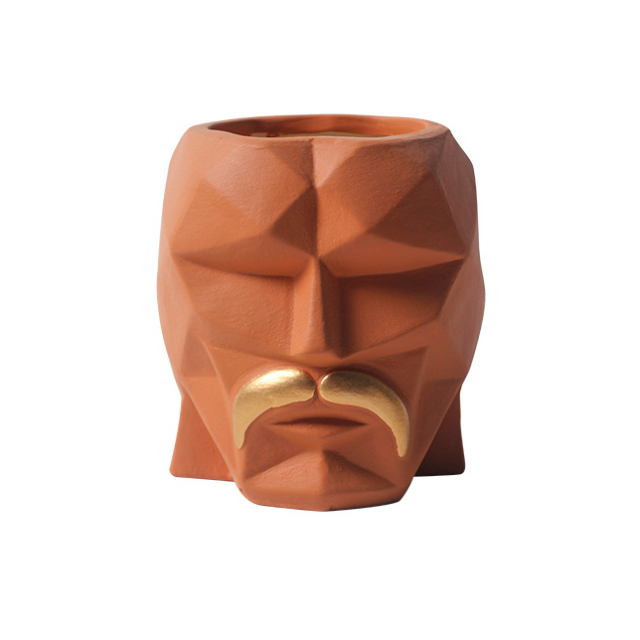 JYW2133 Ceramic Faced planter with golden beard