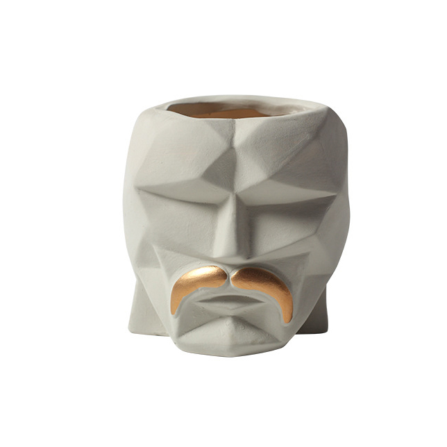 JYW2133 Ceramic Faced planter with golden beard