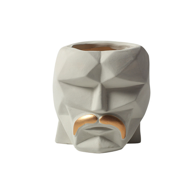 JYW2133 Ceramic Faced planter with golden beard