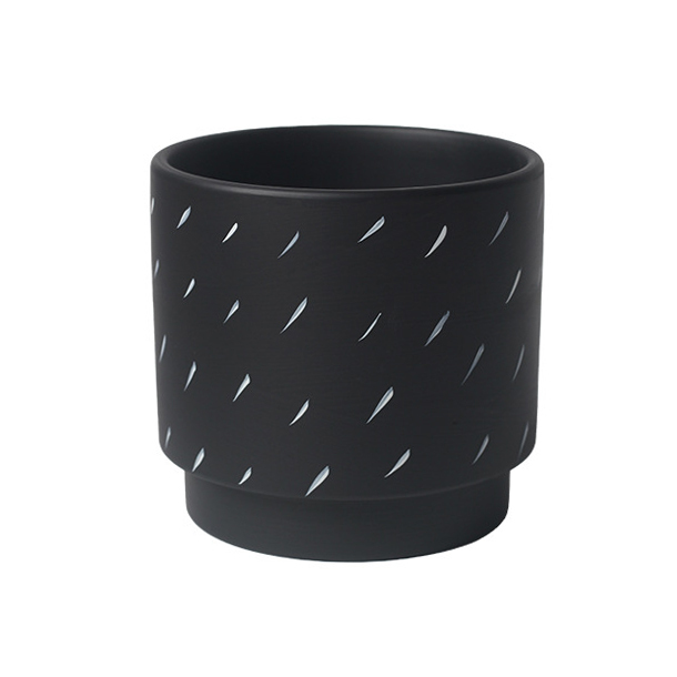 JYW2137 New design black ceramic planter pot with raindrop pattern