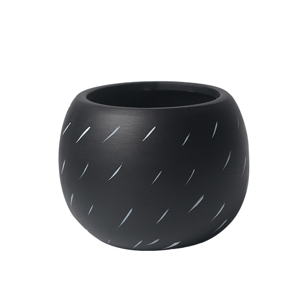JYW2138 New design White Ball shaped ceramic planter pot with raindrop pattern for indoor use