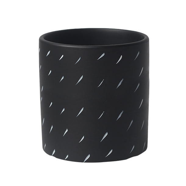 JYW2142 New design white cylinder ceramic planter pots with raindrop pattern for indoor use