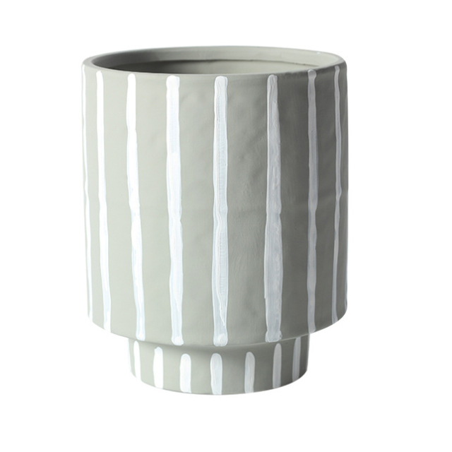 JYW2134 Unique design hand painted stripe ceramic planter with various colors
