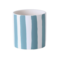 JYW2136 Classic cylinder ceramic planter with hand painting stripe