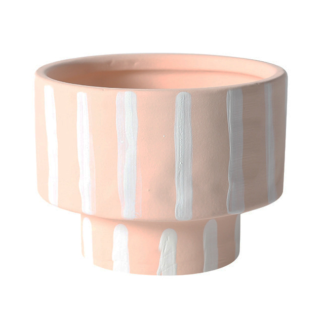 JYW2134 Unique design hand painted stripe ceramic planter with various colors