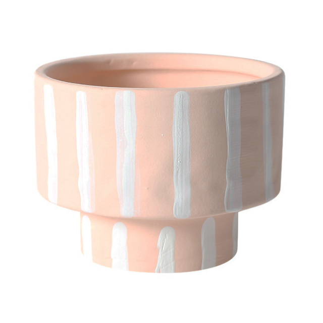 JYW2134 Unique design hand painted stripe ceramic planter with various colors