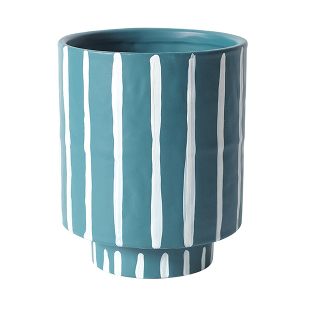 JYW2134 Unique design hand painted stripe ceramic planter with various colors