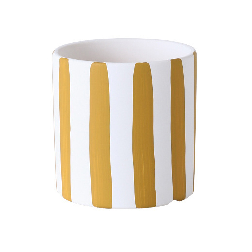 JYW2136 Classic cylinder ceramic planter with hand painting stripe