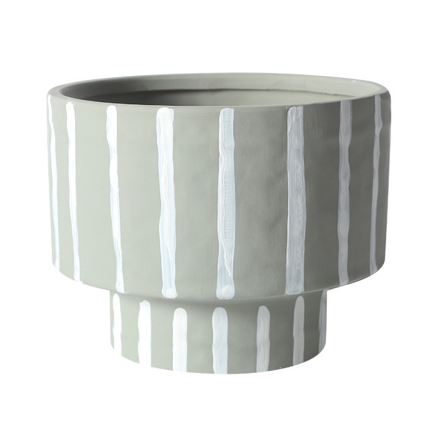 JYW2134 Unique design hand painted stripe ceramic planter with various colors