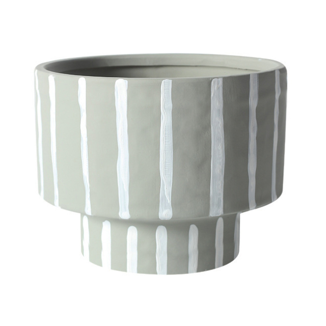JYW2134 Unique design hand painted stripe ceramic planter with various colors