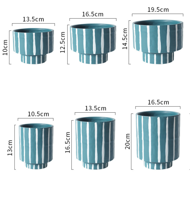 JYW2134 Unique design hand painted stripe ceramic planter with various colors