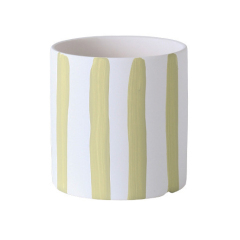 JYW2136 Classic cylinder ceramic planter with hand painting stripe