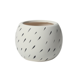 JYW2138 New design White Ball shaped ceramic planter pot with raindrop pattern for indoor use