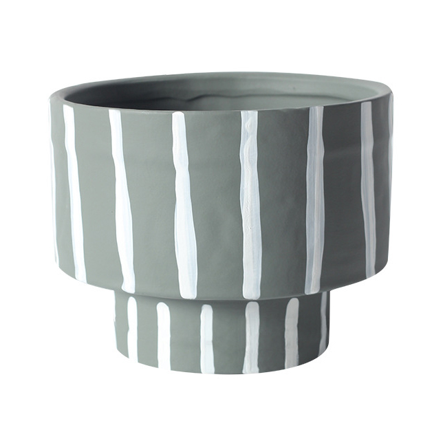 JYW2134 Unique design hand painted stripe ceramic planter with various colors