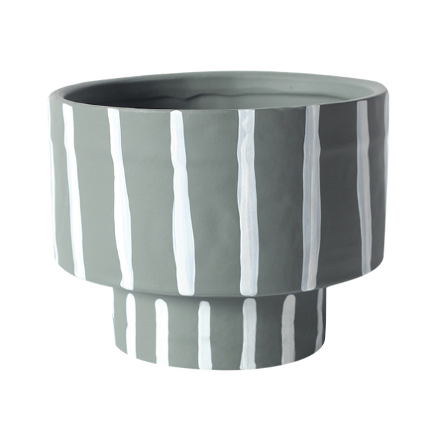 JYW2134 Unique design hand painted stripe ceramic planter with various colors