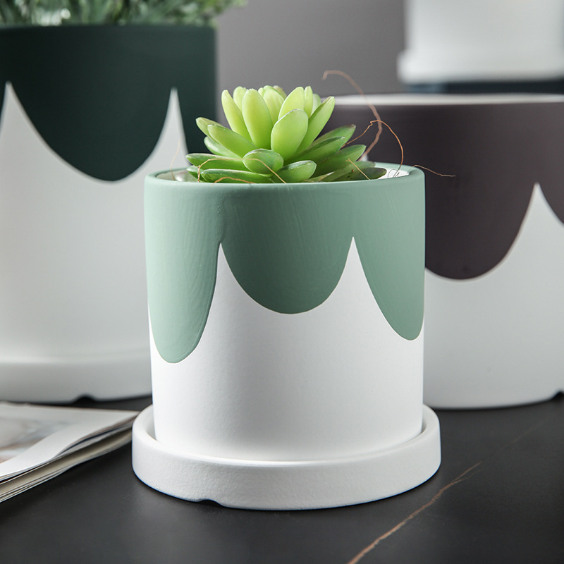 JYW2135 Adorable Hand painted ceramic cylinder planter pots