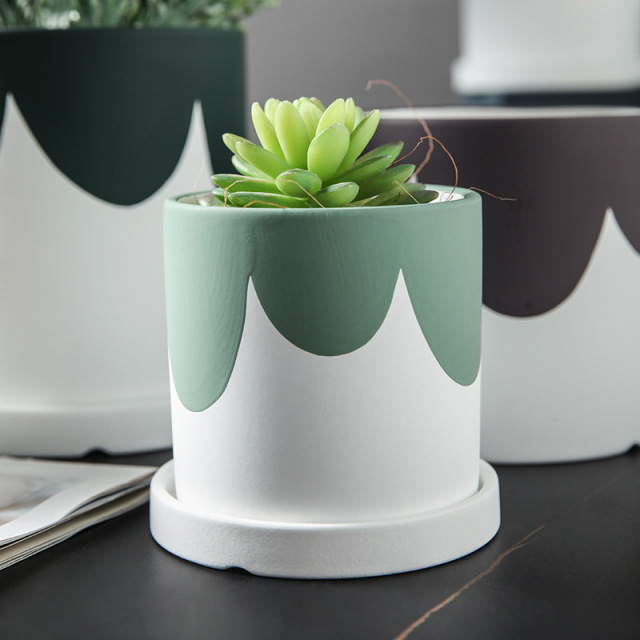 JYW2135 Adorable Hand painted ceramic cylinder planter pots
