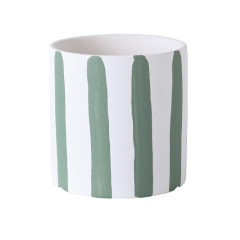 JYW2136 Classic cylinder ceramic planter with hand painting stripe