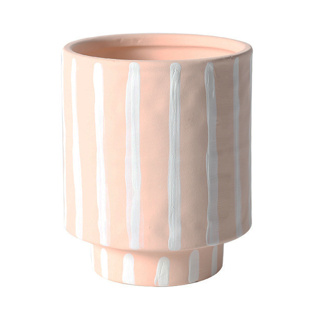 JYW2134 Unique design hand painted stripe ceramic planter with various colors
