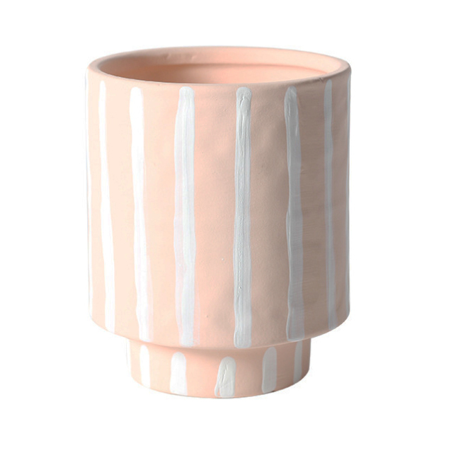JYW2134 Unique design hand painted stripe ceramic planter with various colors