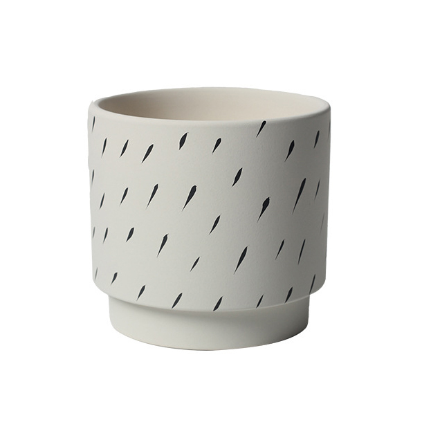 JYW2137 New design black ceramic planter pot with raindrop pattern
