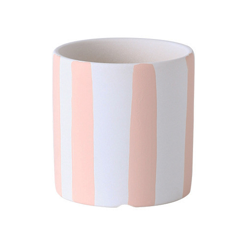 JYW2136 Classic cylinder ceramic planter with hand painting stripe