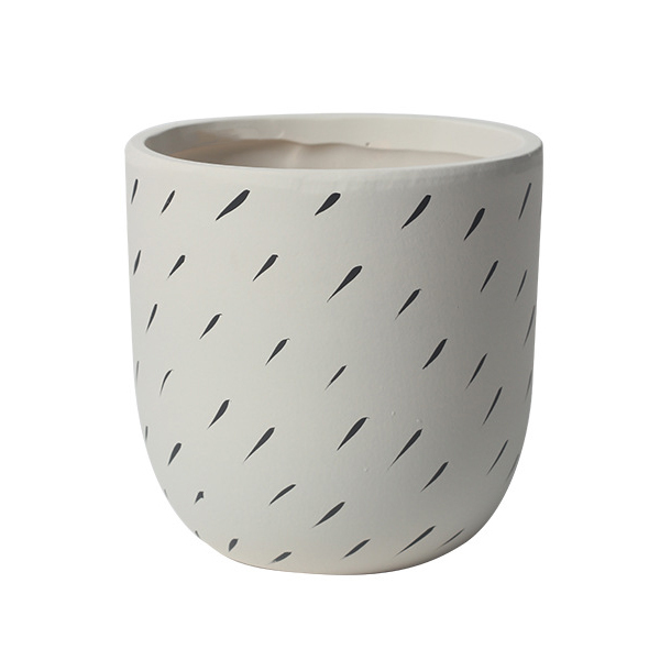JYW2139 New design Black U shaped ceramic planter pot with raindrop pattern for indoor use