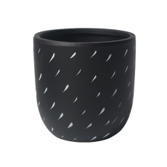 JYW2139 New design Black U shaped ceramic planter pot with raindrop pattern for indoor use