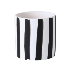 JYW2136 Classic cylinder ceramic planter with hand painting stripe