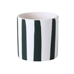 JYW2136 Classic cylinder ceramic planter with hand painting stripe