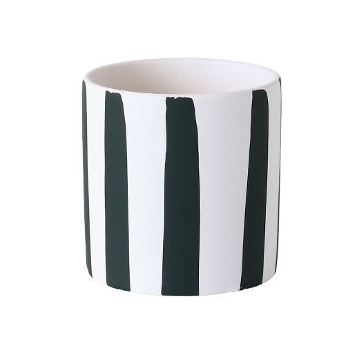 JYW2136 Classic cylinder ceramic planter with hand painting stripe