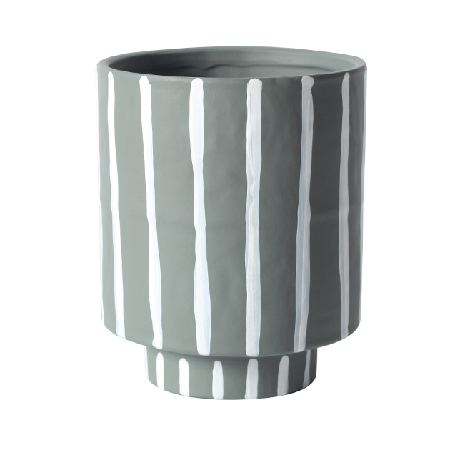 JYW2134 Unique design hand painted stripe ceramic planter with various colors