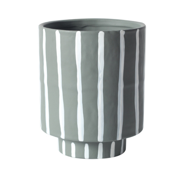 JYW2134 Unique design hand painted stripe ceramic planter with various colors