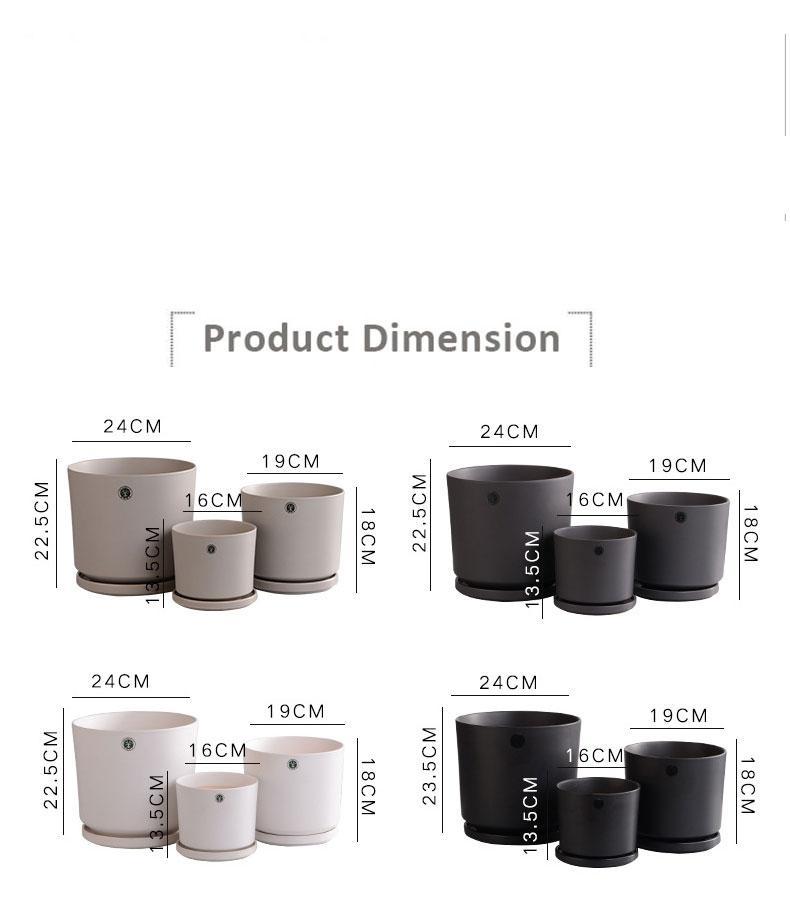 JL1069 Hot sale set of 3 matte glazed ceramic planter pot with saucer