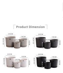 JL1069 Hot sale set of 3 matte glazed ceramic planter pot with saucer