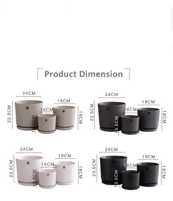 JL1069 Hot sale set of 3 matte glazed ceramic planter pot with saucer