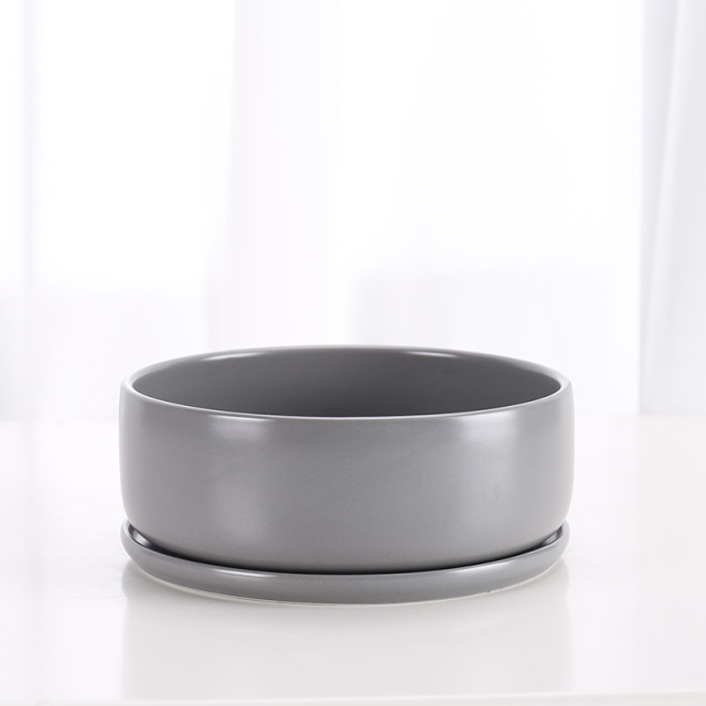 JL7011 Bowl shaped indoor glarden ceramic succulent planter pots with tray