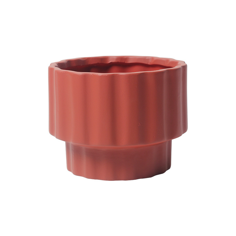JYW2149 Fluted ceramic indoor plant pot with elevated bottom