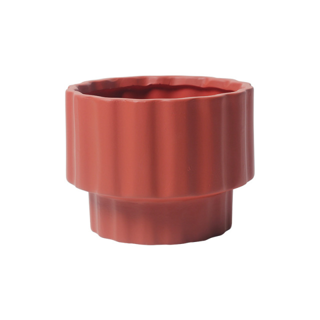 JYW2149 Fluted ceramic indoor plant pot with elevated bottom
