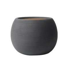 JYW2150 Ball shaped brushed effect ceramic planter pot for indoor use