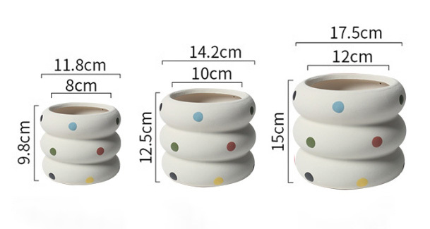 JYW2145 Modern design ceramic plant pot with polka design for indoor use
