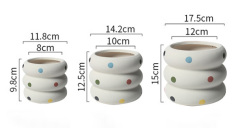JYW2145 Modern design ceramic plant pot with polka design for indoor use