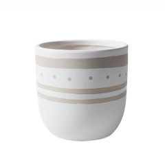 JYW2148 Hand painting geometric pattern ceramic cylinder pot with rounded bottom for indoor use