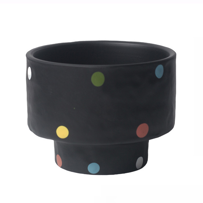 JYW2146 Polka dots design ceramic evelated bottom shaped planter pots