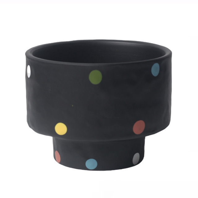 JYW2146 Polka dots design ceramic evelated bottom shaped planter pots