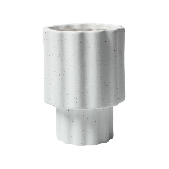 JYW2149 Fluted ceramic indoor plant pot with elevated bottom