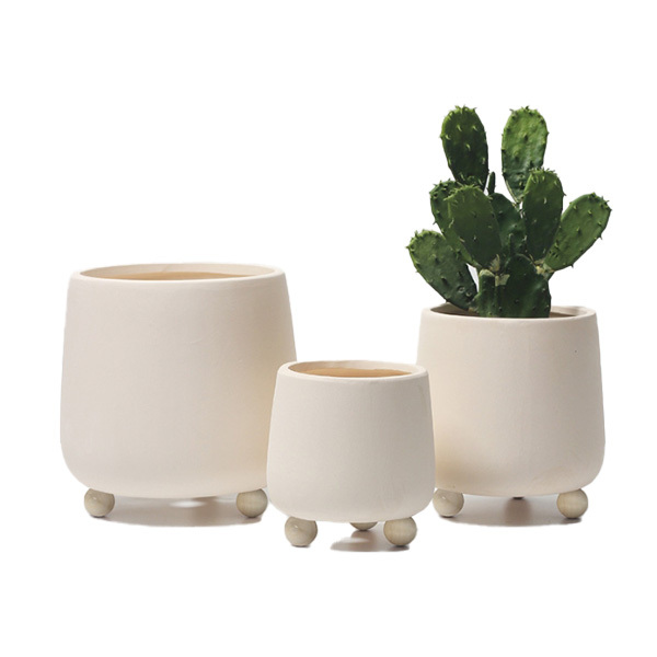 JYW2152 New Design Bisque ceramic pot with 3 rounded feet