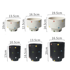 JYW2146 Polka dots design ceramic evelated bottom shaped planter pots