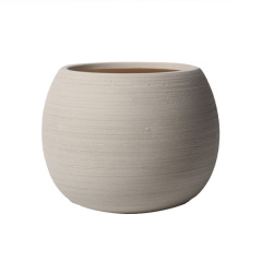JYW2150 Ball shaped brushed effect ceramic planter pot for indoor use